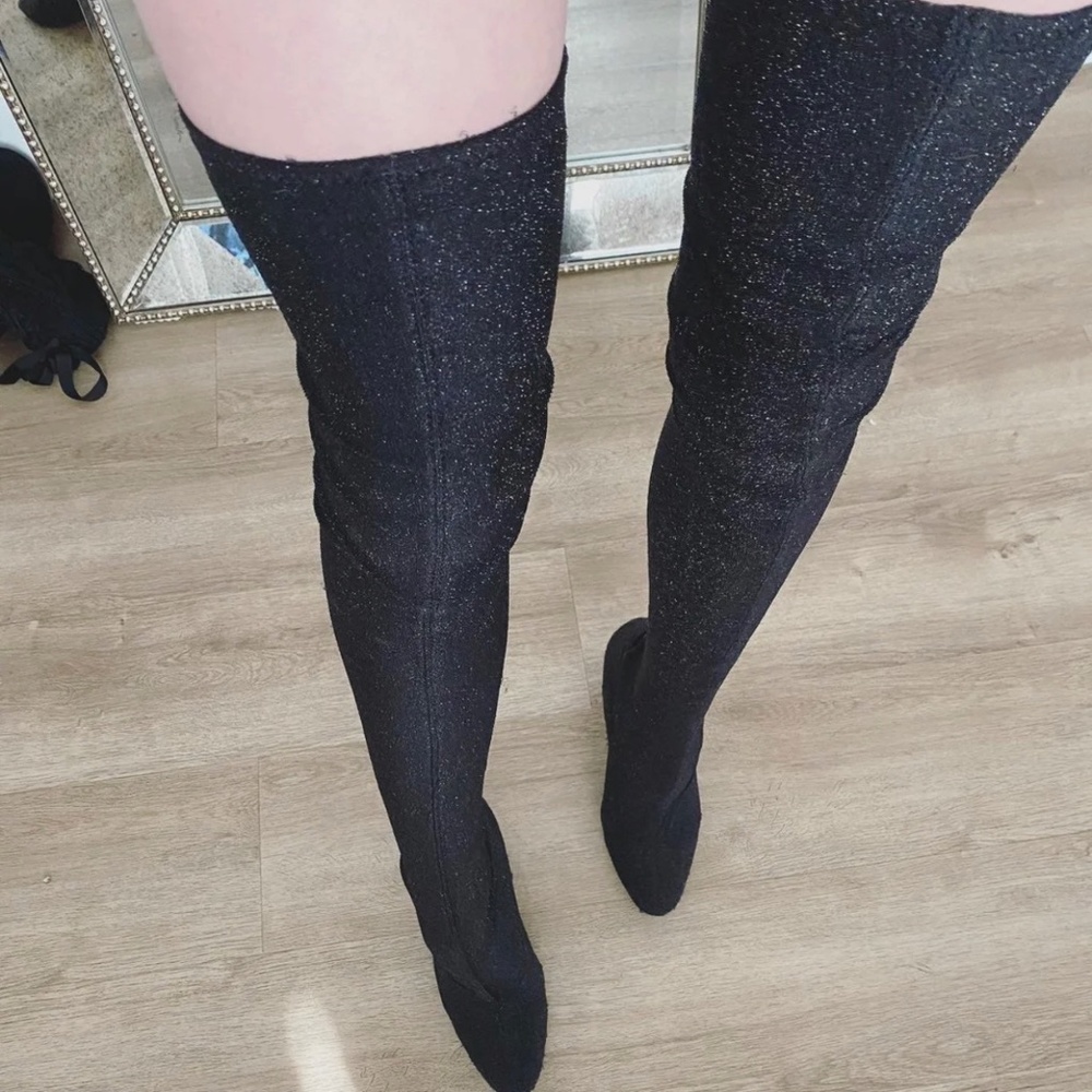 ZARA over the knee Glitter boots